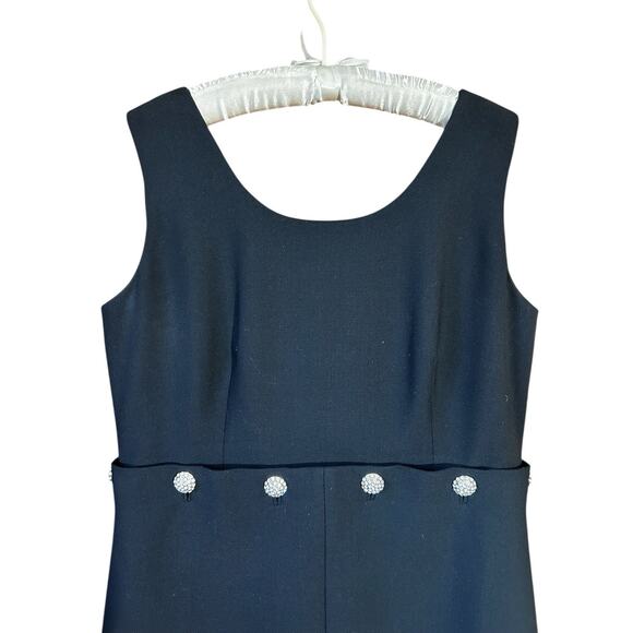 Tory Burch Women’s Black Fremont Midi Rhinestone Buttons Cocktail Dress Size 14 - Picture 12 of 16